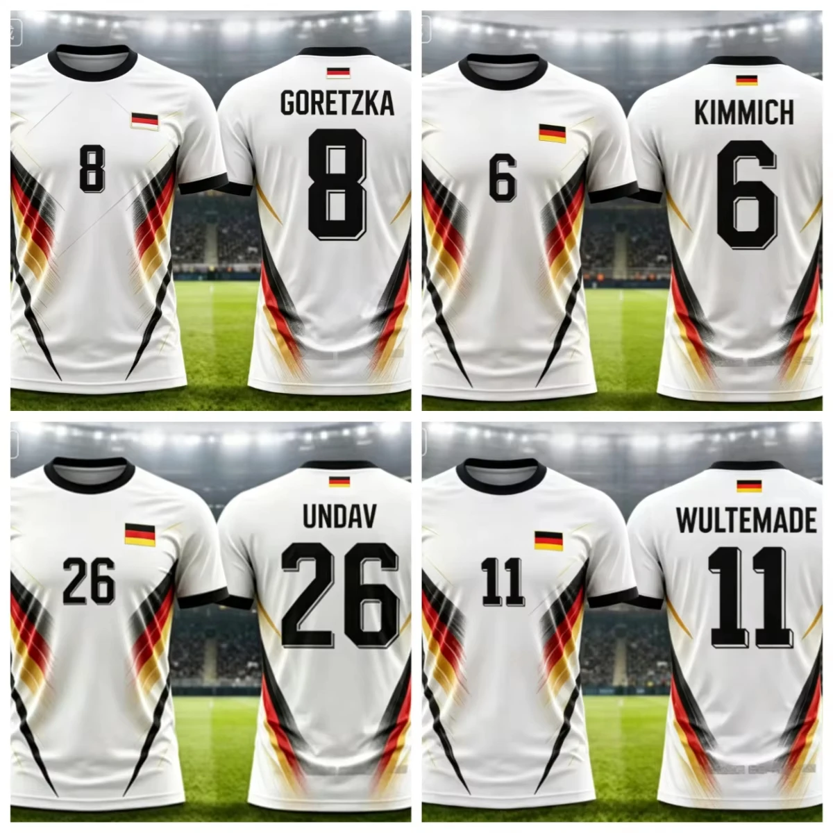 Maillot de football commémoratif Allemagne 2026 – T-shirt de football respirant pour l'été – Hommes, Femmes, Enfants – Fan – Numéros 17, 9, 1, 11, 26, 8, 6, 42