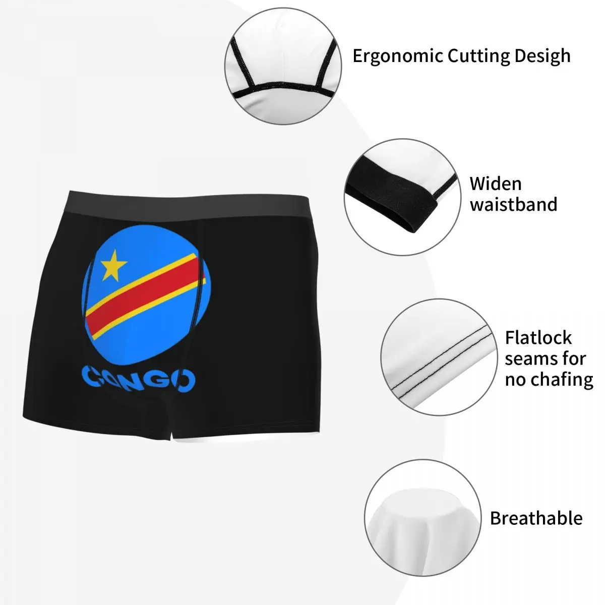 Cuecas boxer shorts bandeira do congo kinshasa bandeira de zaire (1) calcinha masculina ventilar roupa interior para homme homem namorado presentes