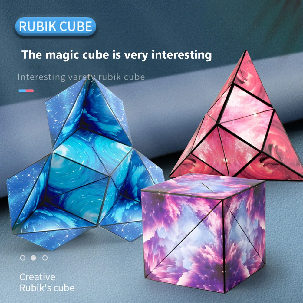 لعبة مكعب الوجه ثلاثية الأبعاد المحمولة البلاستيكية لغز مكعب ضد الإجهاد لعبة متنوعة هندسية مكعب مغناطيسي متعدد الأغراض للأطفال هدية عيد #2