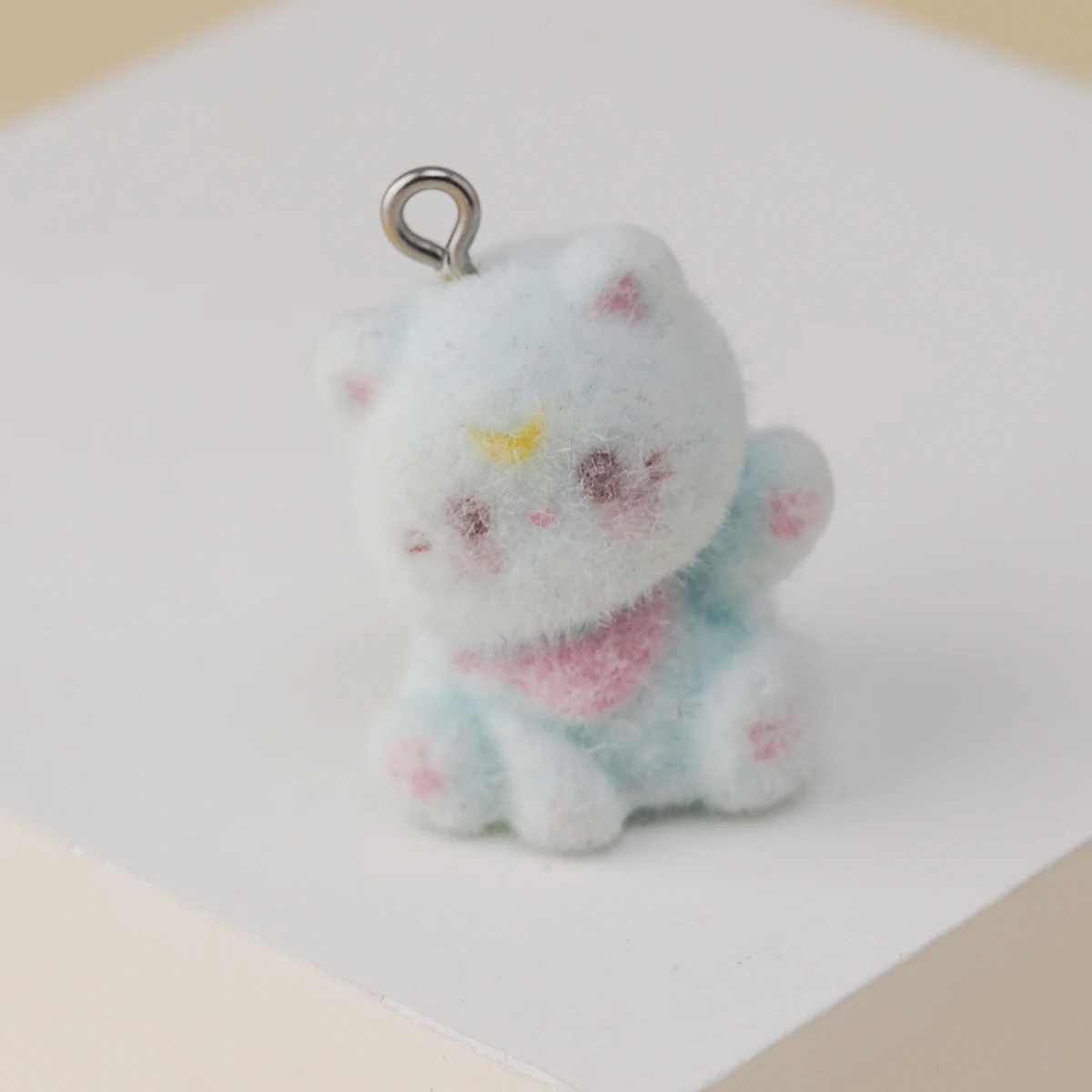 15pcs Kawaii 3D Flocking Kittens Resin Charms cute Animal Cat Pendant for Earring Bag Keychain Diy crafts Jewelry Make