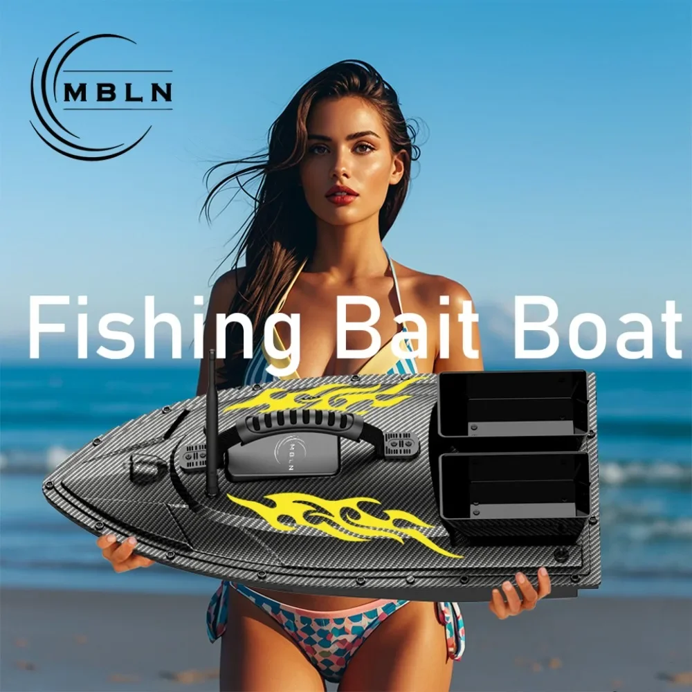 MBLN GPS fishing bait boat, two bait containers, automatic bait boat with remote control, 500 meters, suitable for outdoor VX