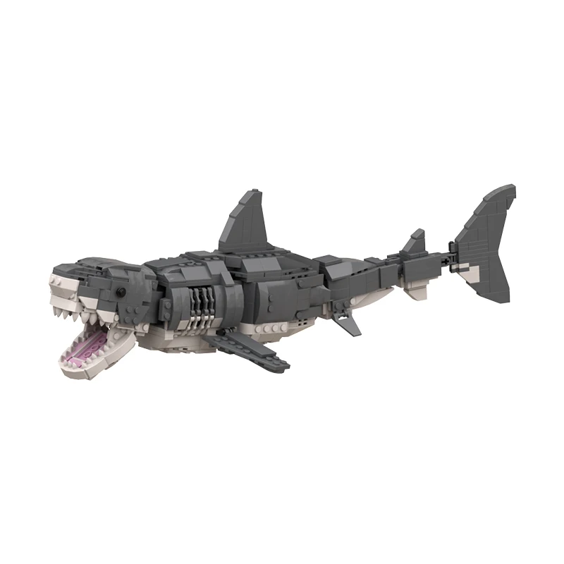 MOC 31088 Great White Shark Building Block Kit Ocean Overlord For Megalodoned Tooth Fish Animal Brick Toy For Children Xmas Gift