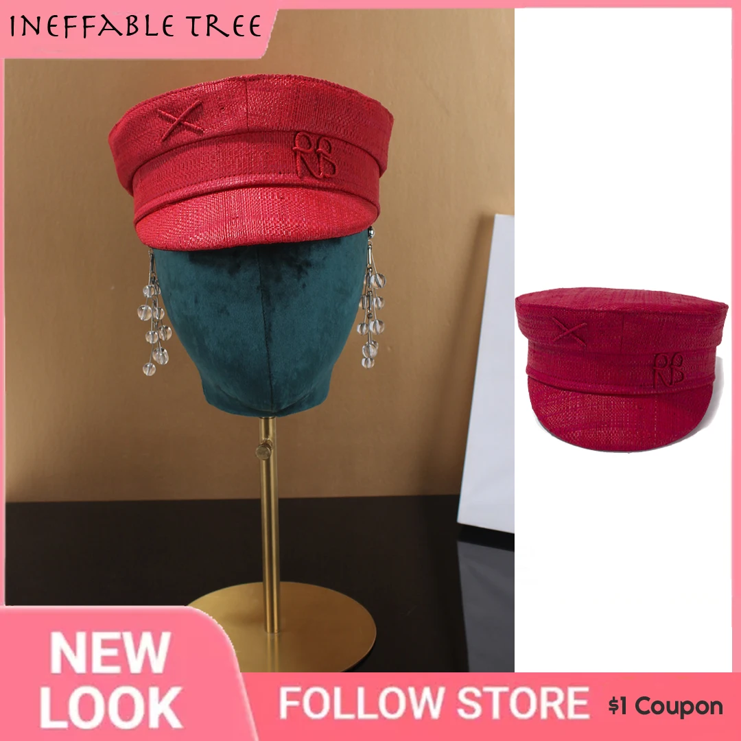 

Designer Style Cowboy Letter Straw Newsboy Hats for Women Flat Militray Casual Visor Blue Baker Boy Sun Cap Boinas Para Mujer