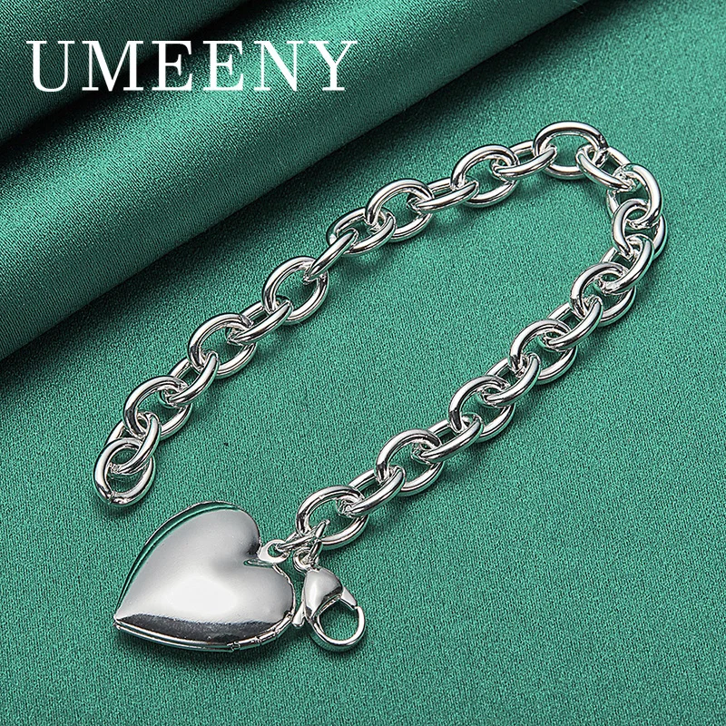 

Luxury 925 Sterling Silver 8 Inch Beautiful Women's Fashion Heart Bracelet Jewelry Wedding Engagement