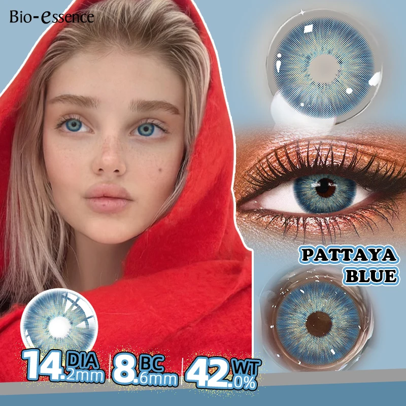 Bio-essense farbige Kontaktlinsen, 1 Paar Pattaya Fashion Contact Blue Eyes Linsen, koreanische grüne Kontakte, jährliche braune Schüler