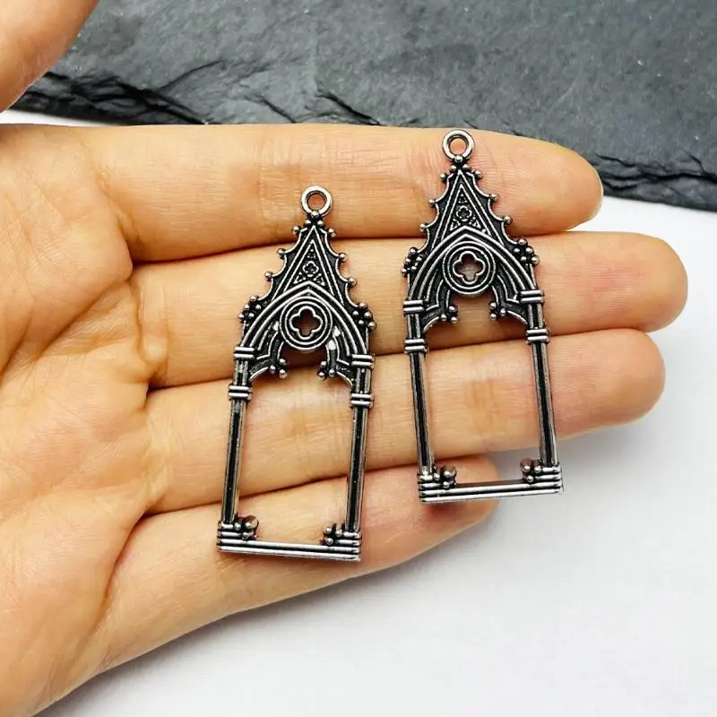 5pcs 47*18mm Gothic Vintage Hollow Out Castle Church Charms Pendant Designer Charms Fit Jewelry Making DIY Jewelry Findings