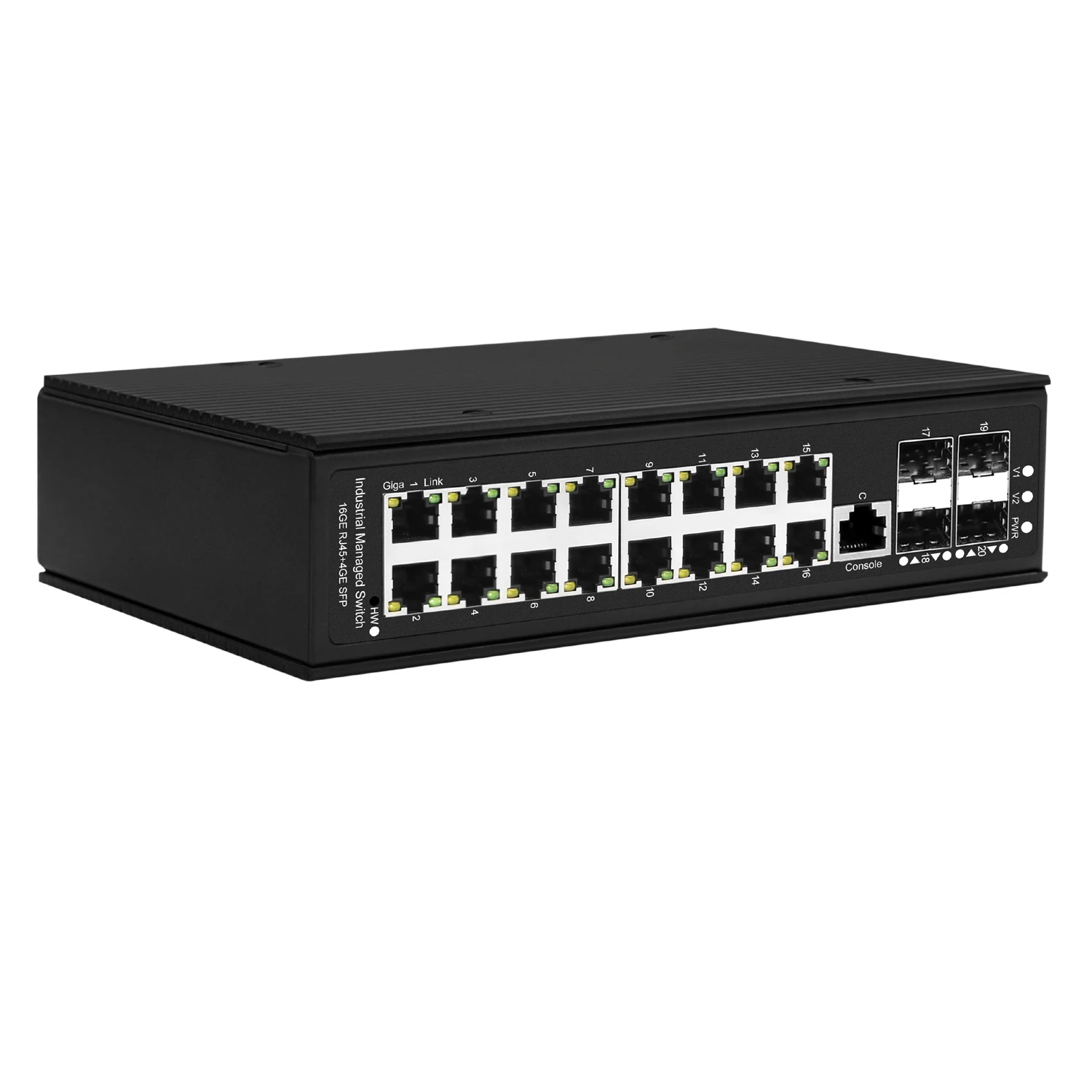 L3 مفتاح صناعي مُدار 16 منفذًا مع وصلة إرسال SFP + 4*10G متوافقة مع 802.3at/bt