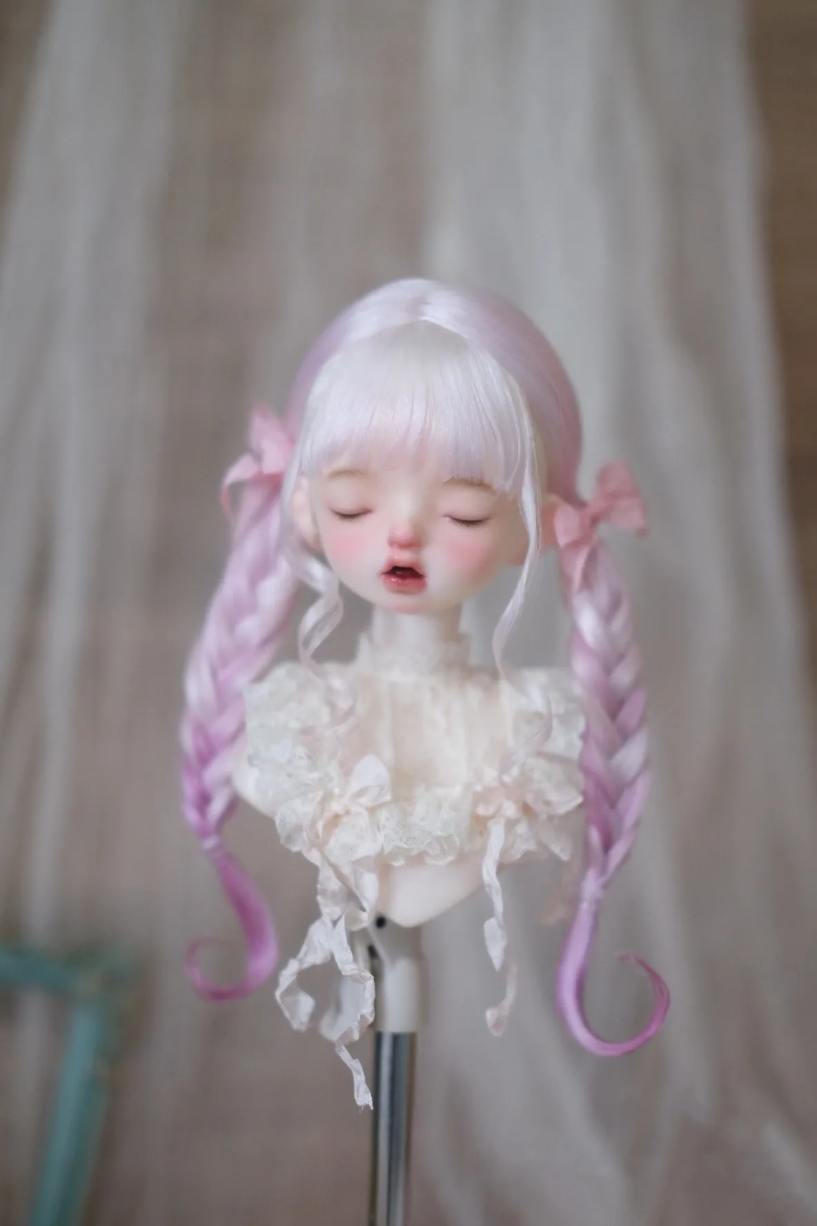 

Gradation Violet Hardhead Shell Wig，Handmade Custom Mohair 1/6 BJD Doll Hair Free Shipping