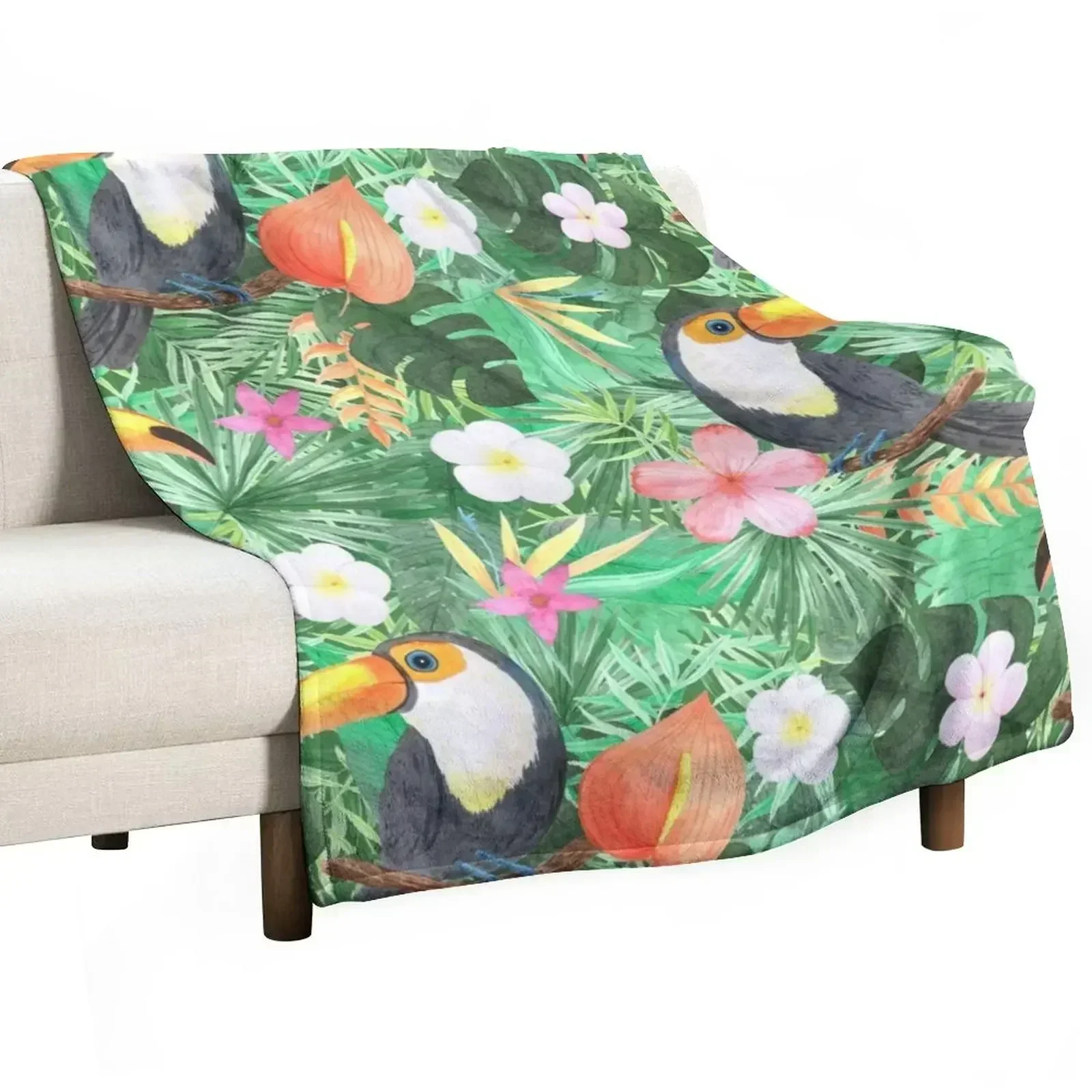 Tropical tucan pattern Throw Blanket Giant Sofa Summer Stuffeds Softest Single Multi-Purpose Blankets