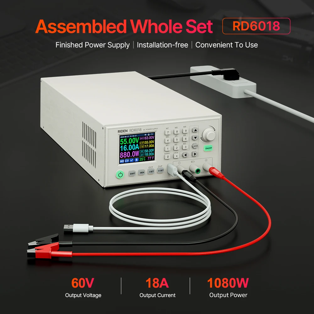 6018 conjunto montado 60v 18a ac para dc controle digital de carregamento de bateria ajustável regulador de fonte de alimentação de bancada de laboratório 1080w