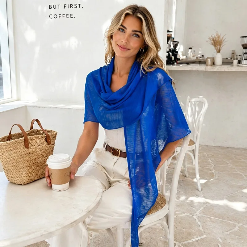 Women Lyocell Triangle Shawl Sun Proof Air Condition Outer Cape Spring Summer Versatile Elegant Shoulder Wrap