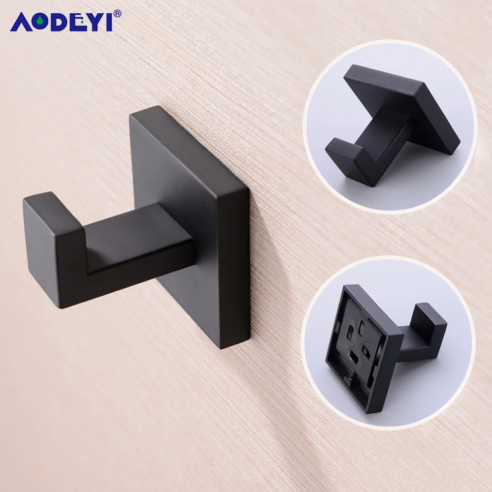 Bathroom Hardware Set Accessories Stainless Steel Black Shelf Robe Hook Hanger Long Towel Rail Bar Rack Tissue Paper Holder