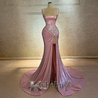 Kybeliny Unique Mermain Prom Dresses for Woman Square Collar Slit chapel Train Engagement Party Vestido De Noche Customized
