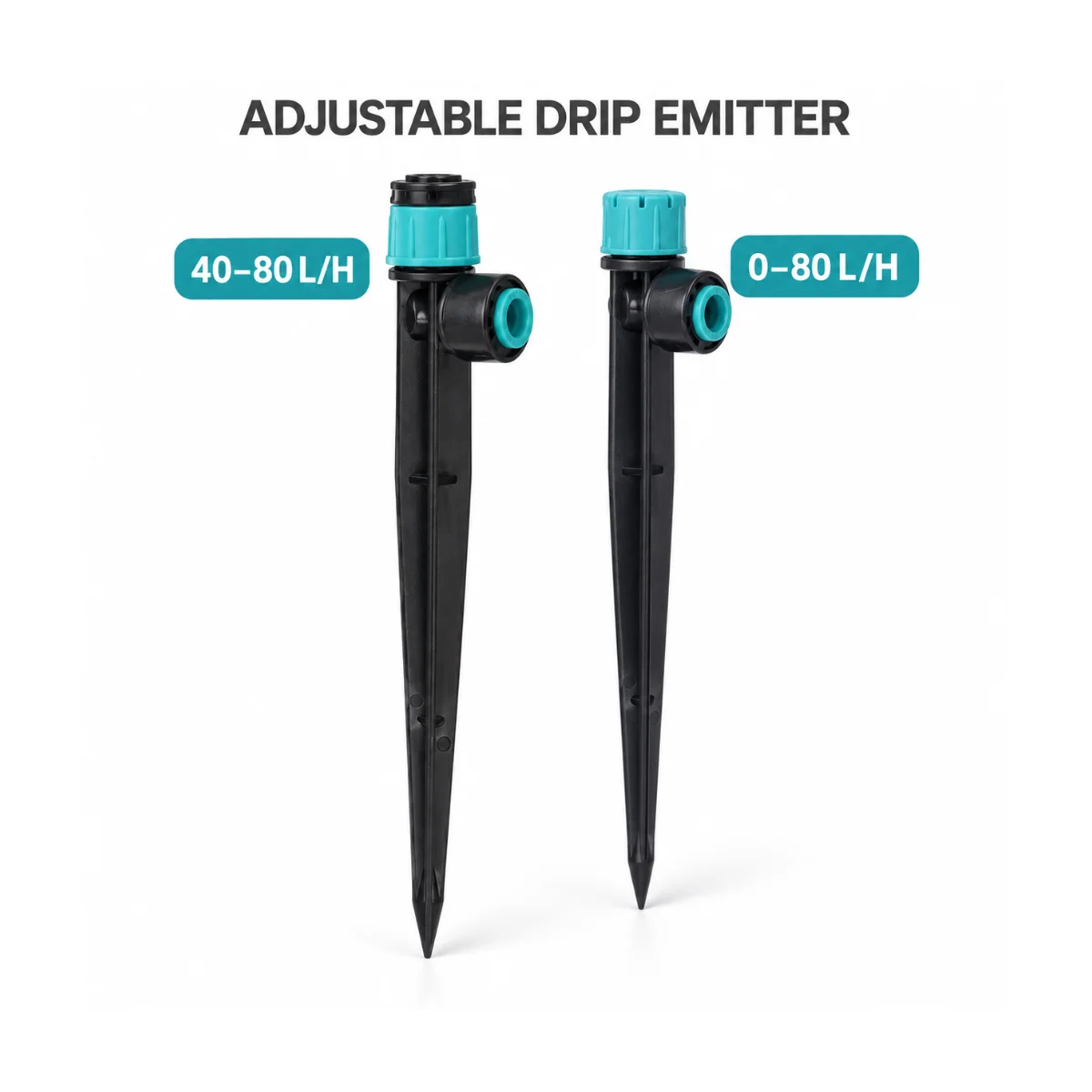 Adjustable Drip Irrigation Dripper 0-80L/H Micro Water Emitter Sprinkler for 1/4 Inch PE Tubing Garden Greenhouse Plant Watering