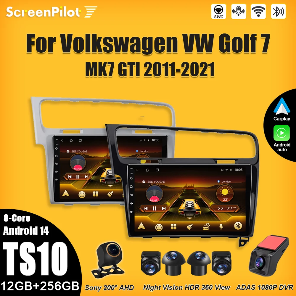For Volkswagen VW Golf 7 MK7 GTI 2011-2021 Car Android 16 Multimedia Video Player 2 Din Carplay Touch Screen Bluetooth Wifi 4G
