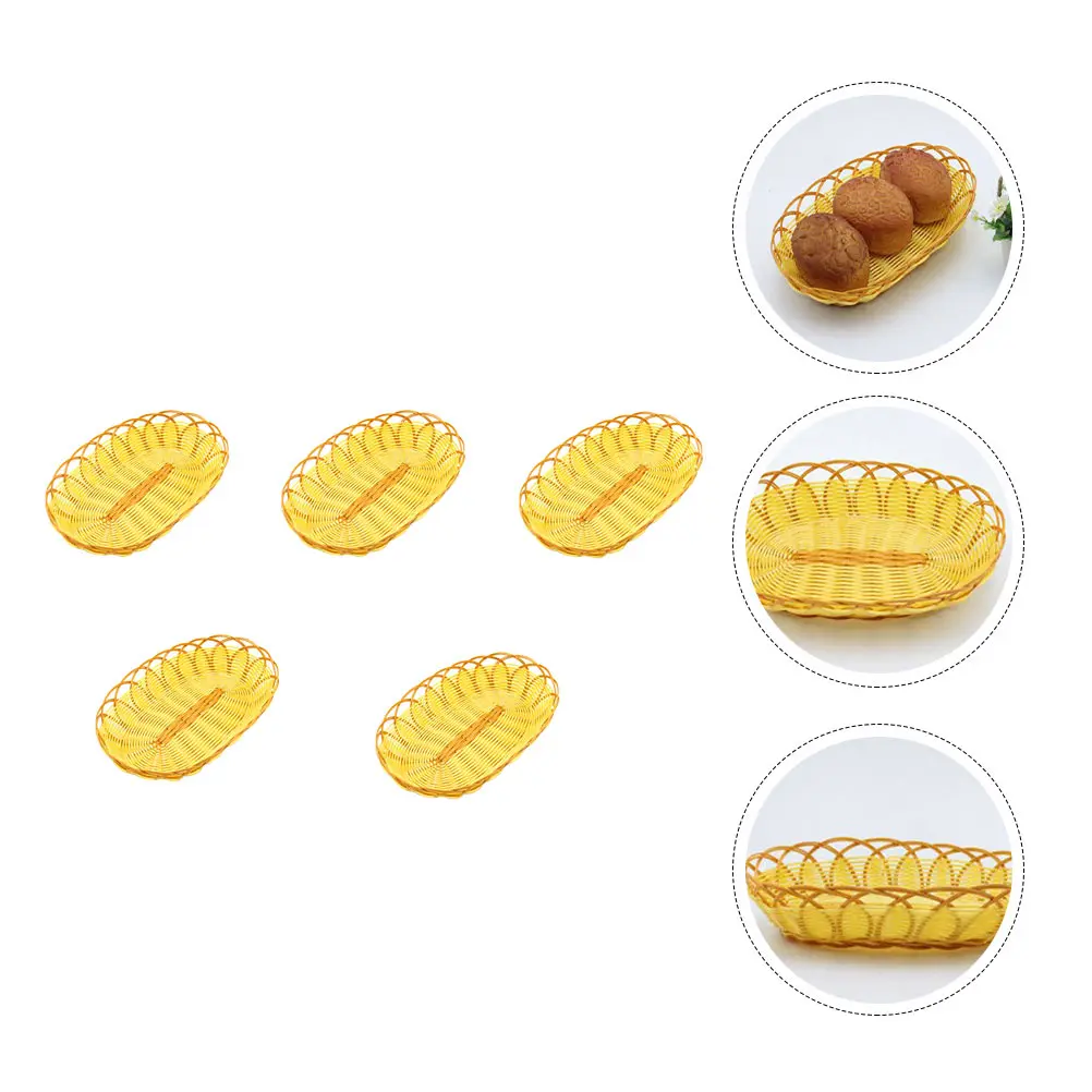 

5Pcs Hotpot Baskets Imitation Rattan Woven Fruit Baskets Handmade Storage Containers Practical Use Home Decor