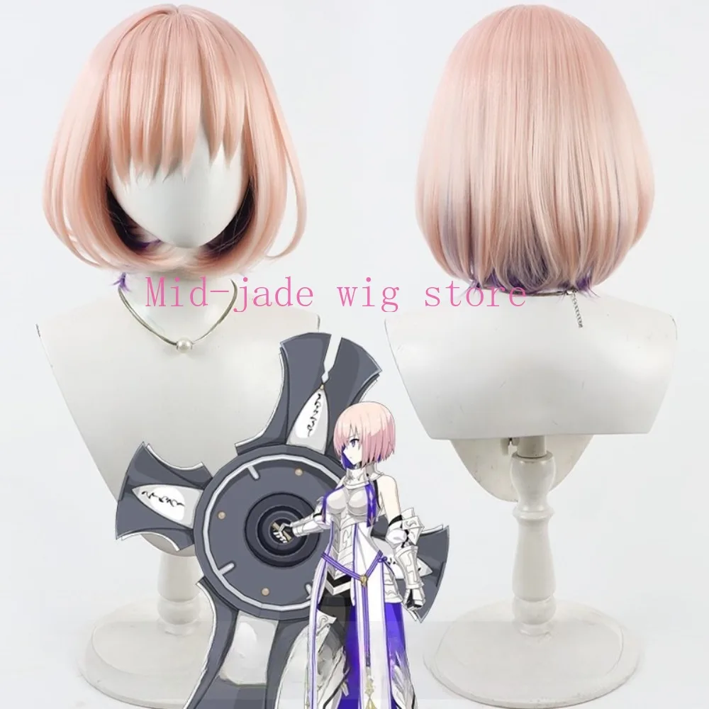 Mash Kyrielight Cosplay Wig Hair Realistic Fiber Natural Hairline Design Hairpiece for Comic Convention Valentine Party