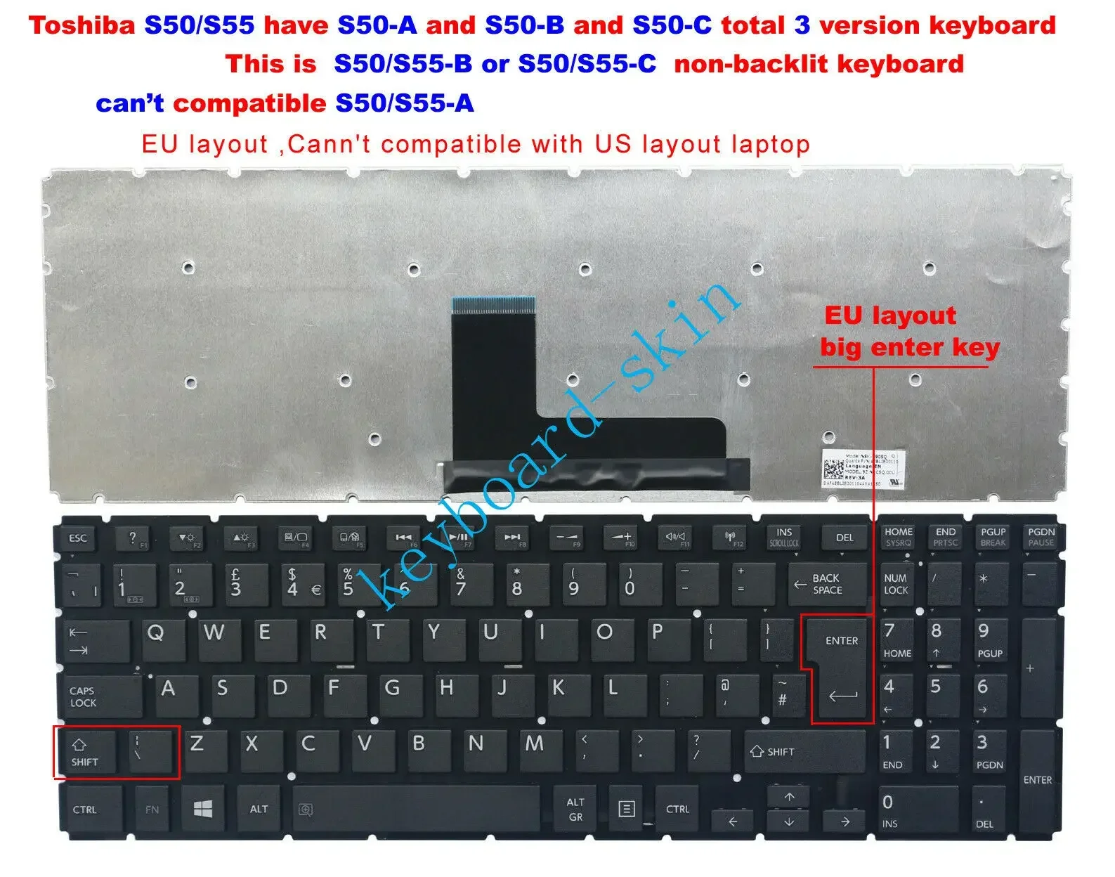 New UK black Keyboard For Toshiba S50-B,S50D-B,S50t-B,S50-C,S50D-C,S50t-C,S55-B,S55D-B,S55t-B,S55-C,S55D-C,S55t-C,laptop