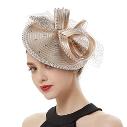 Perfect Satin Fascinator Fancy Hair Accessories Multicolour Kentucky Derby Hats Tea Party Hat Feather Headdress with Veil Female