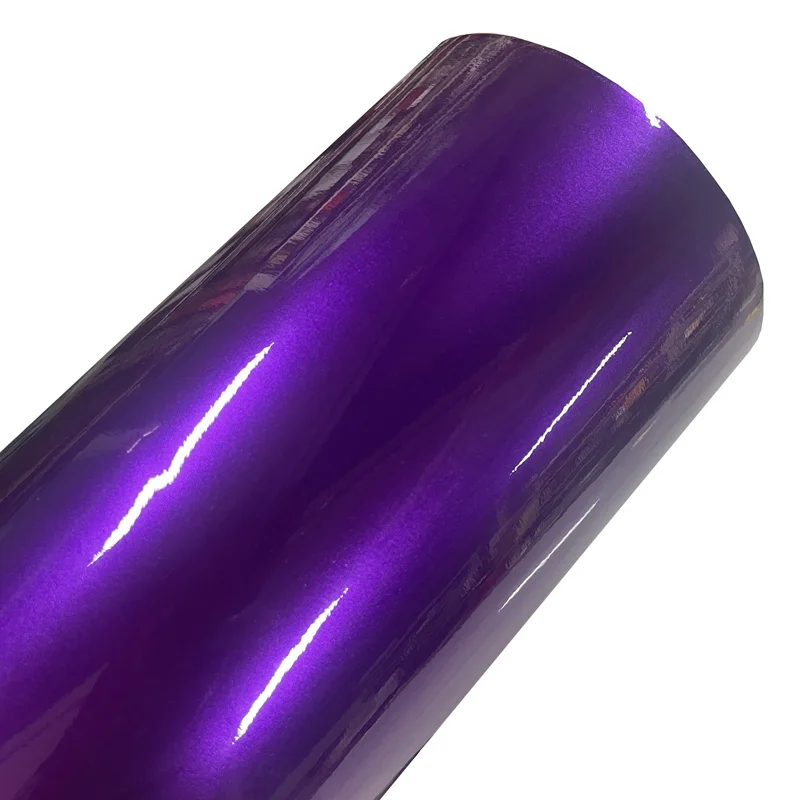 Premium Ultra Gloss Metallic Candy Purple Vinyl Car Wrap Film Roll with Air Release Stretchable Self Adhesive Decal