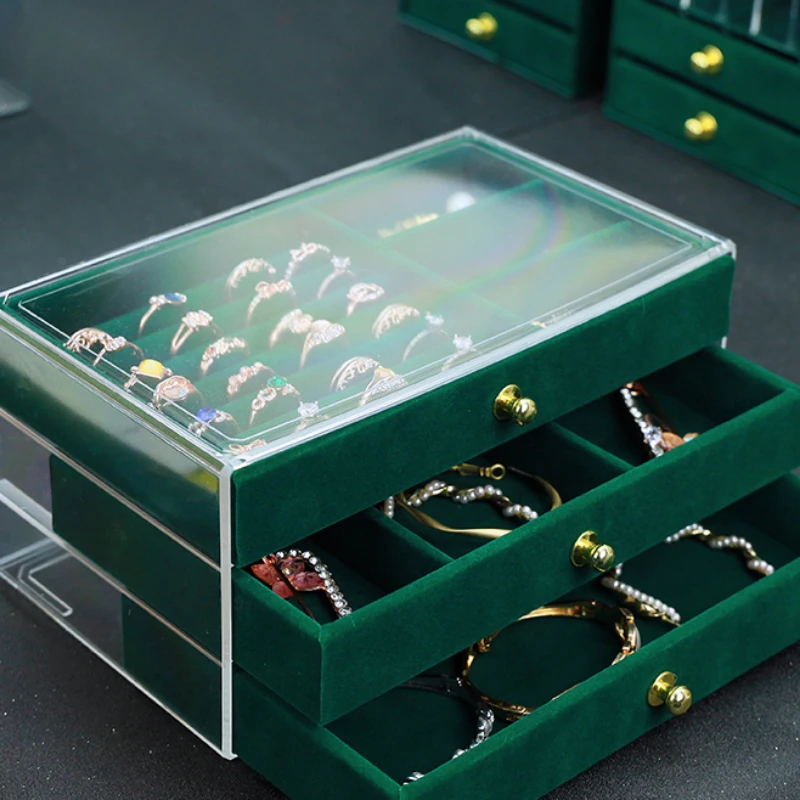 Acrylic Jewelry Box Organizer Display Drawer for Rings Necklaces Bracelets Earrings Holder Gift Transparent