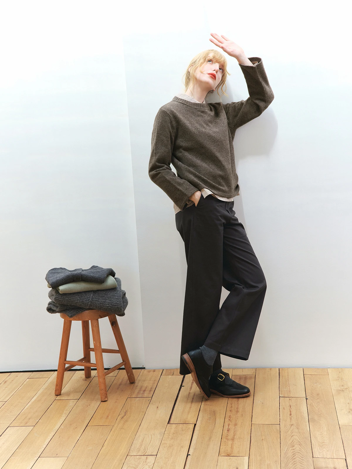 

Осенне-зимний вязаный свитер с высоким воротником из 100% шерсти, цвет коричневый, женский, комфортный, теплый, с круглым вырезом