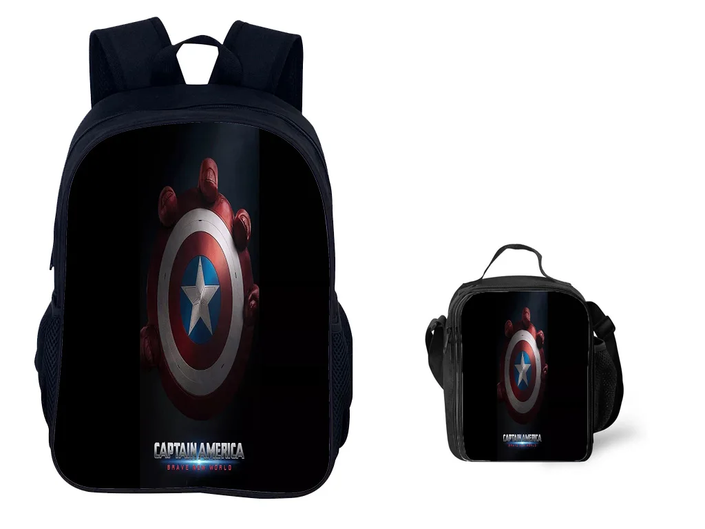 

Kid Marvel Captain America Hot Backpack+Side Bag,Fashion Wearproof Bookbag Casual Daypack for Outdoor