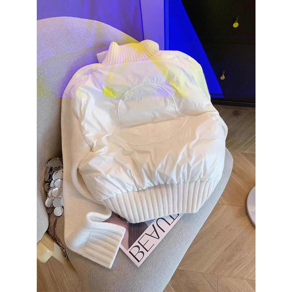 Parka bianco da donna Cappotto vintage a maniche lunghe con collo alto Cappotto caldo addensato imbottito a quadri Capispalla invernale 2025