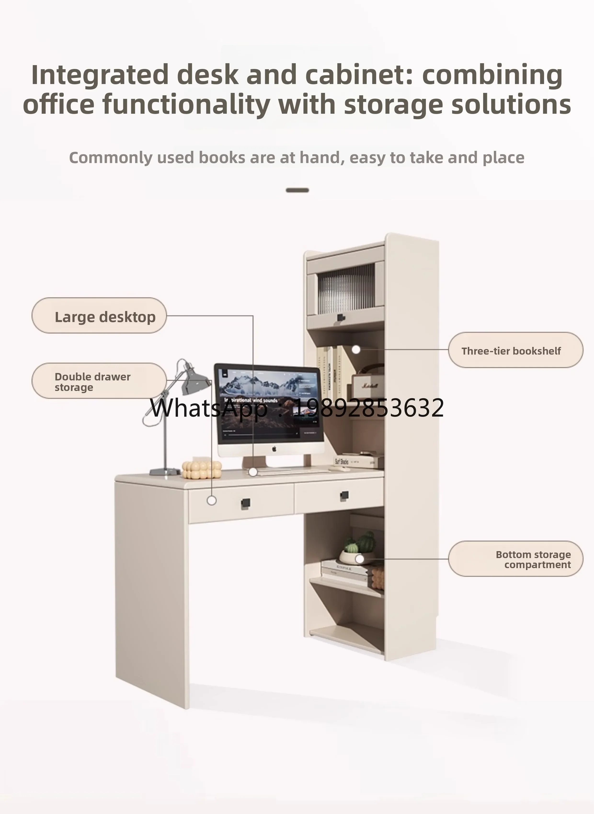 DF  Desk Bookshelf Integrated  Modern Simple Student Home Writing Study  Small Apartment Bookcase Computer