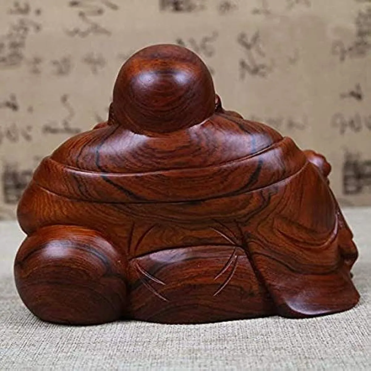 Holding Ingot Natural Red Wood Hand-Carved Feng Shui Laughing Buddhas Statues view 5