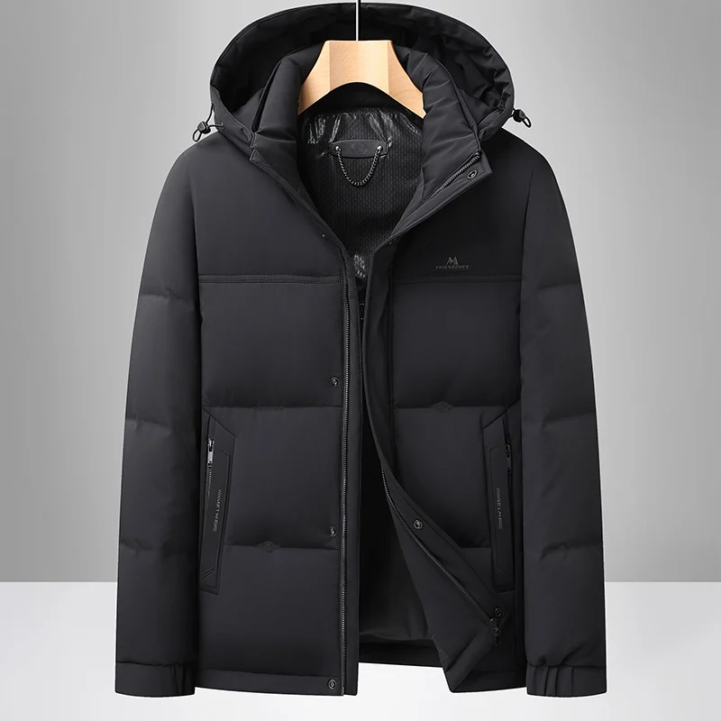 

New Men's Hooded Down Jacket for Winter Loose and Fashionable Short Casual Coat Solid Color Thickened Warm Cotton-padded Jackets