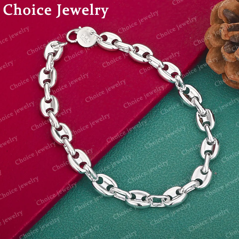 Elliptisches Kettenarmband aus 925er Sterlingsilber für Damen und Herren, modischer Charm-Schmuck, Party-, Verlobungs- und Hochzeitsaccessoires