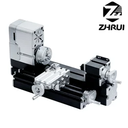 ZHRUI-Mini torno en miniatura totalmente de metal, herramienta didáctica para artesanía de carpintería, aficionados, 36W, 20000rpm