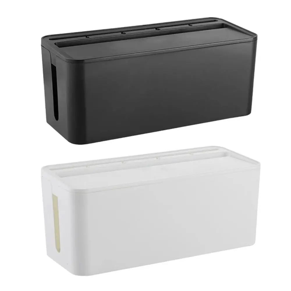 صندوق تخزين إدارة الكابلات المنزلية البلاستيكية مع غطاء بلاستيكي صندوق كابل الطاقة المكتبي لتوفير المساحة وحافظة سلك الطاقة المقاومة للغبار #5