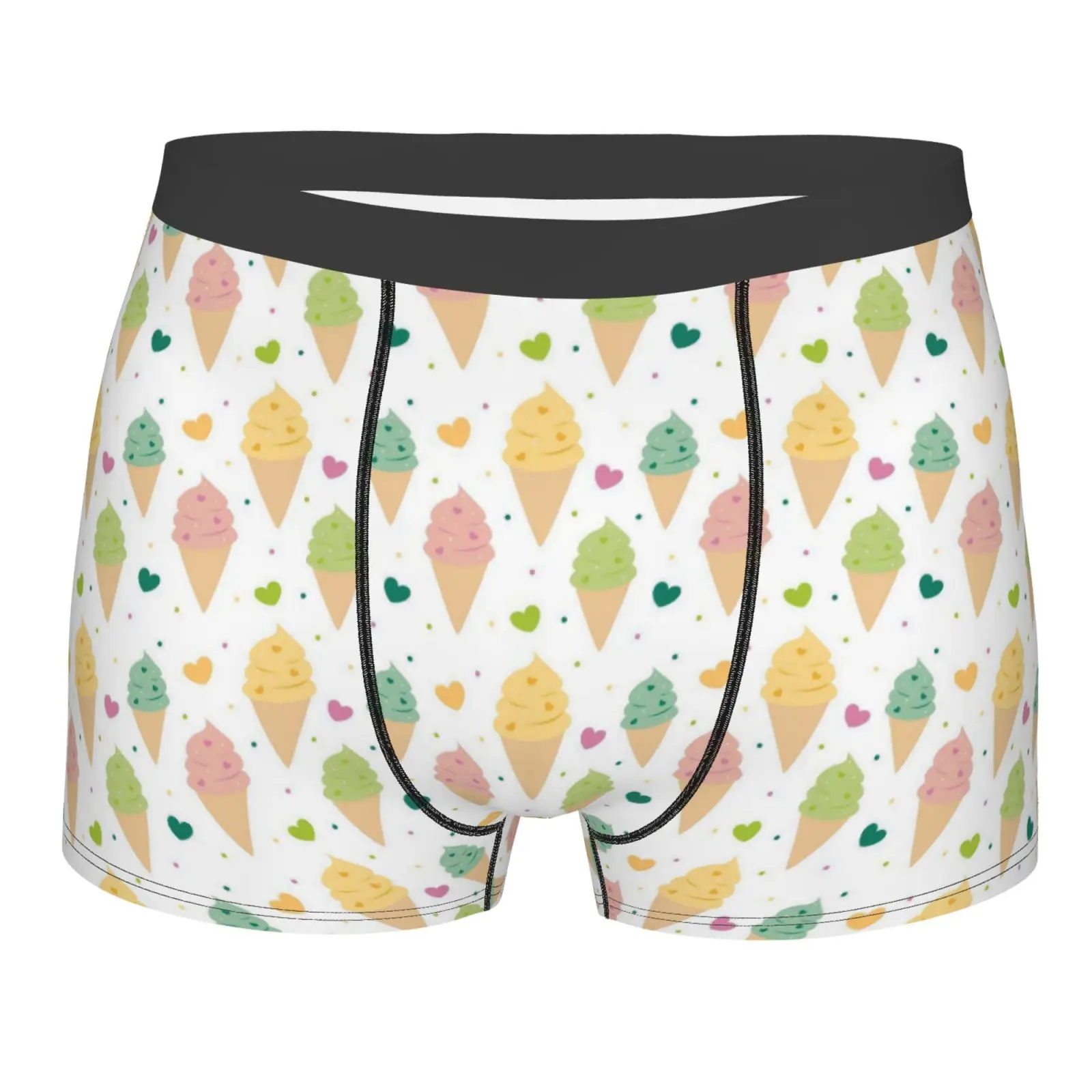 Colorful Ice Cream Cartoon Pattern Man's Boxer Briefs Breathable Funny Underwear High Quality Print Shorts Gift Idea