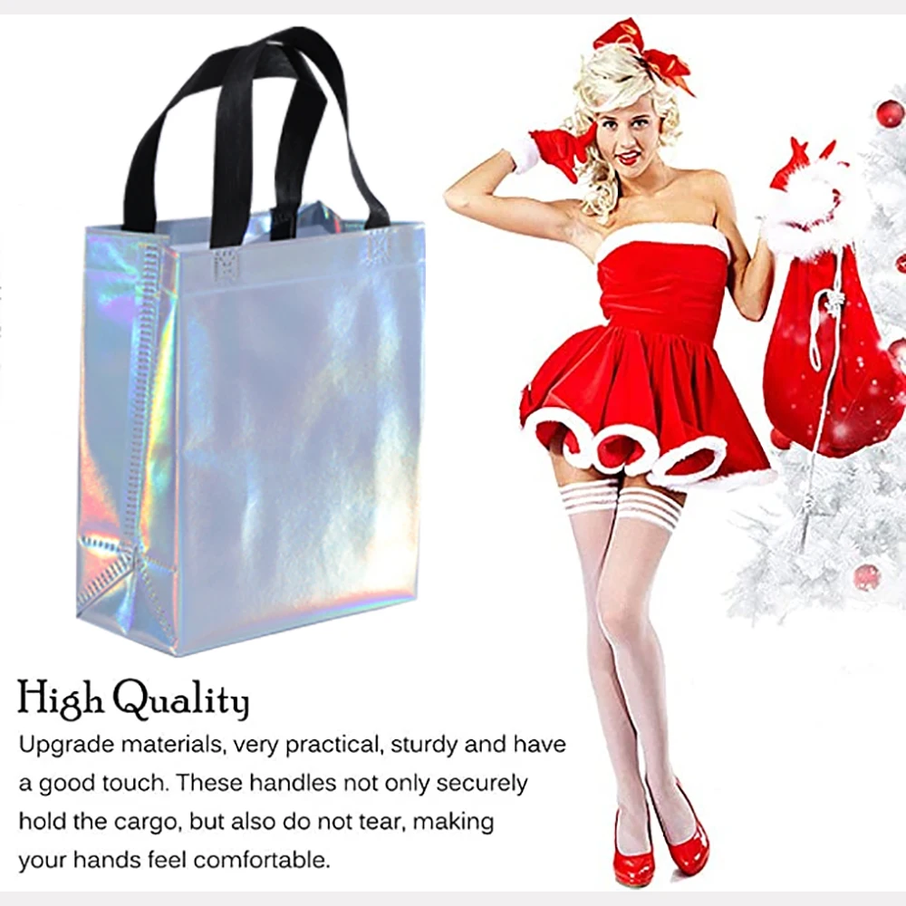 10pcs Rainbow laser non-woven bag gift shopping bag, you can customize logo Amazon travel bag