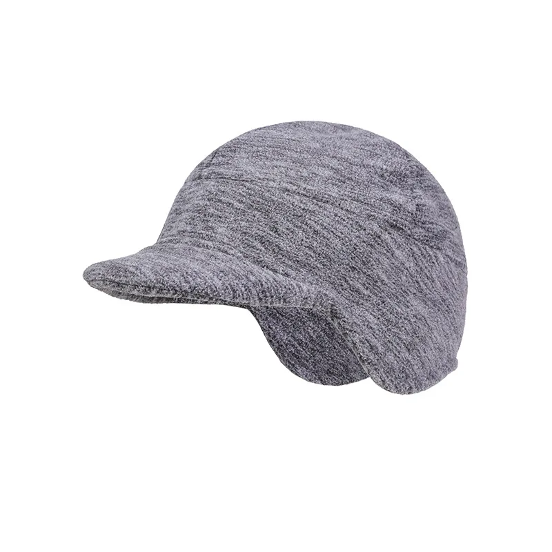 Winter Fleece Duckbill Hat Men Women Knitted Visors Ear Warmer Caps Simple Thicken Plush Bonnet Outdoor Windproof Riding Ski Cap