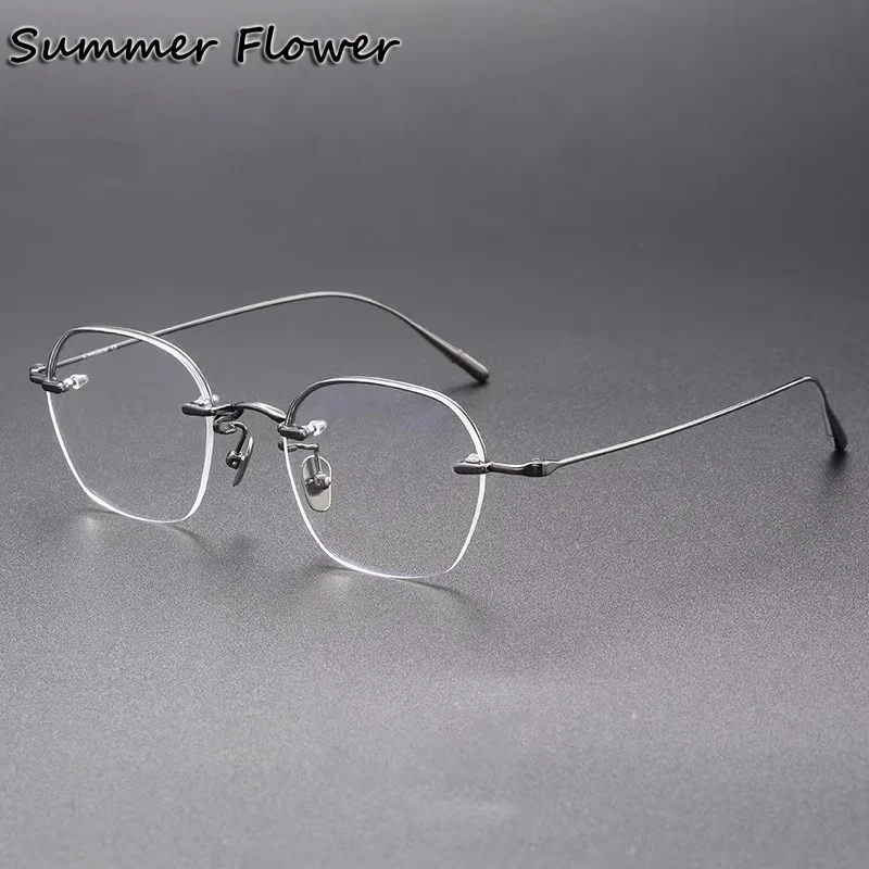 

Optical Pure Titanium Eyeglasses Frames Men Irregular Round Small Face High Quality Women Gafas Ultra Light Spectacles