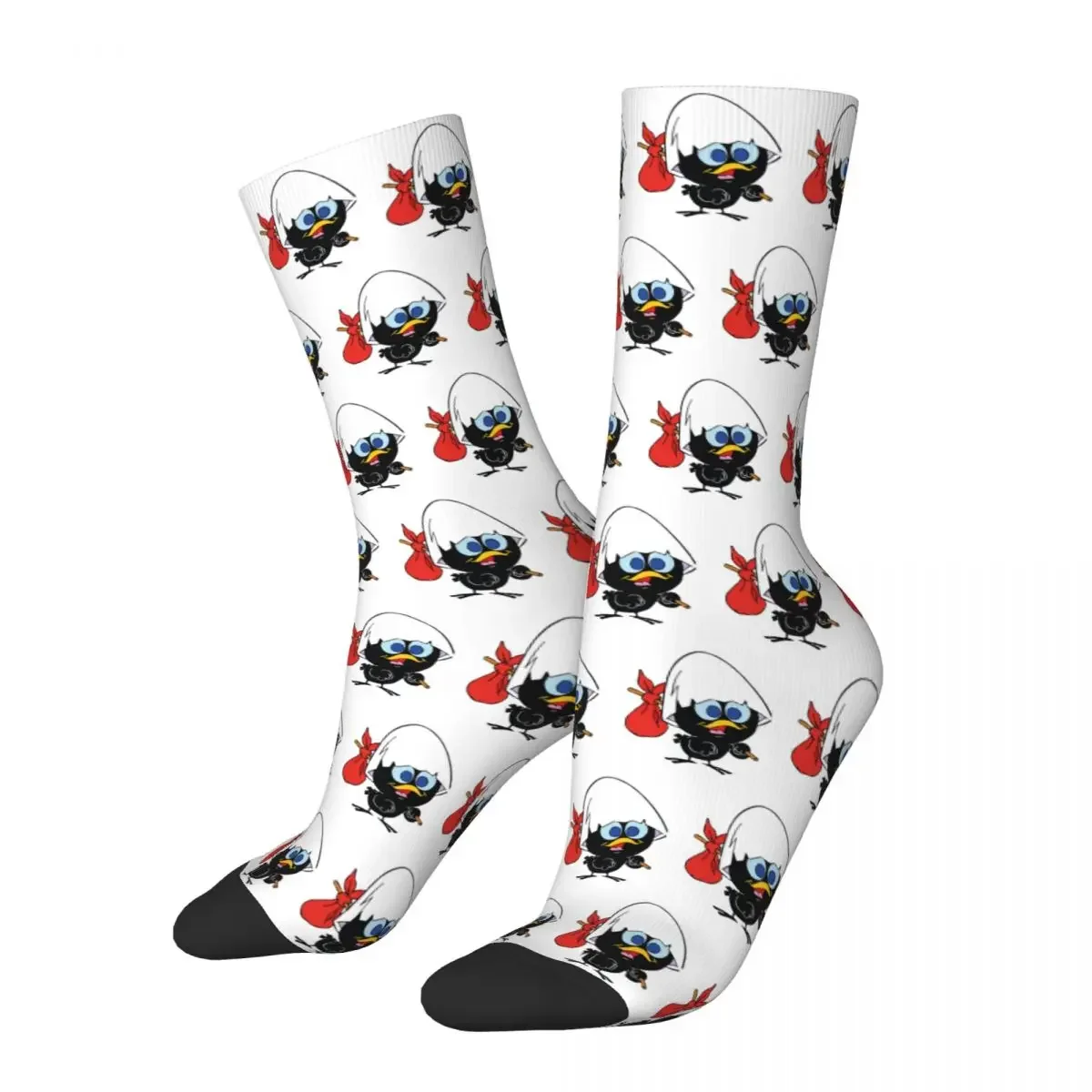 

Funny Calimero Cartoon Sports Socks Animal Bird Polyester Middle Tube Socks for Unisex Breathable