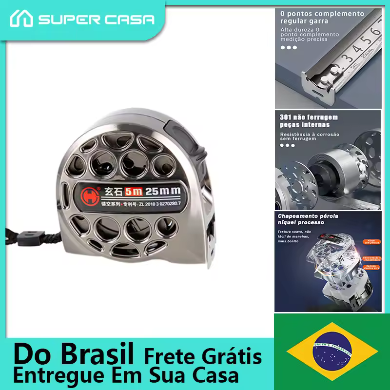 Fita métrica de aço premium para carpintaria 3M/5M/7,5M Régua métrica de alta precisão