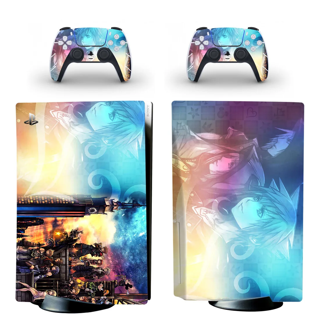 Kingdom Hearts PS5 Disc Skin Sticker Decal Cover for Console and 2 Controllers PS5 Disk Skin Sticker Vinyl