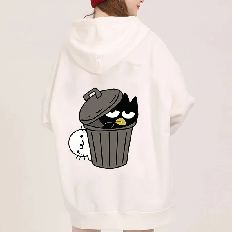 Spring and Autumn Cartoon Casual Sports Street Printed Hoodie, Kawai Black Beauty BADTZ MARU Printed Men's and Women's Dual Use