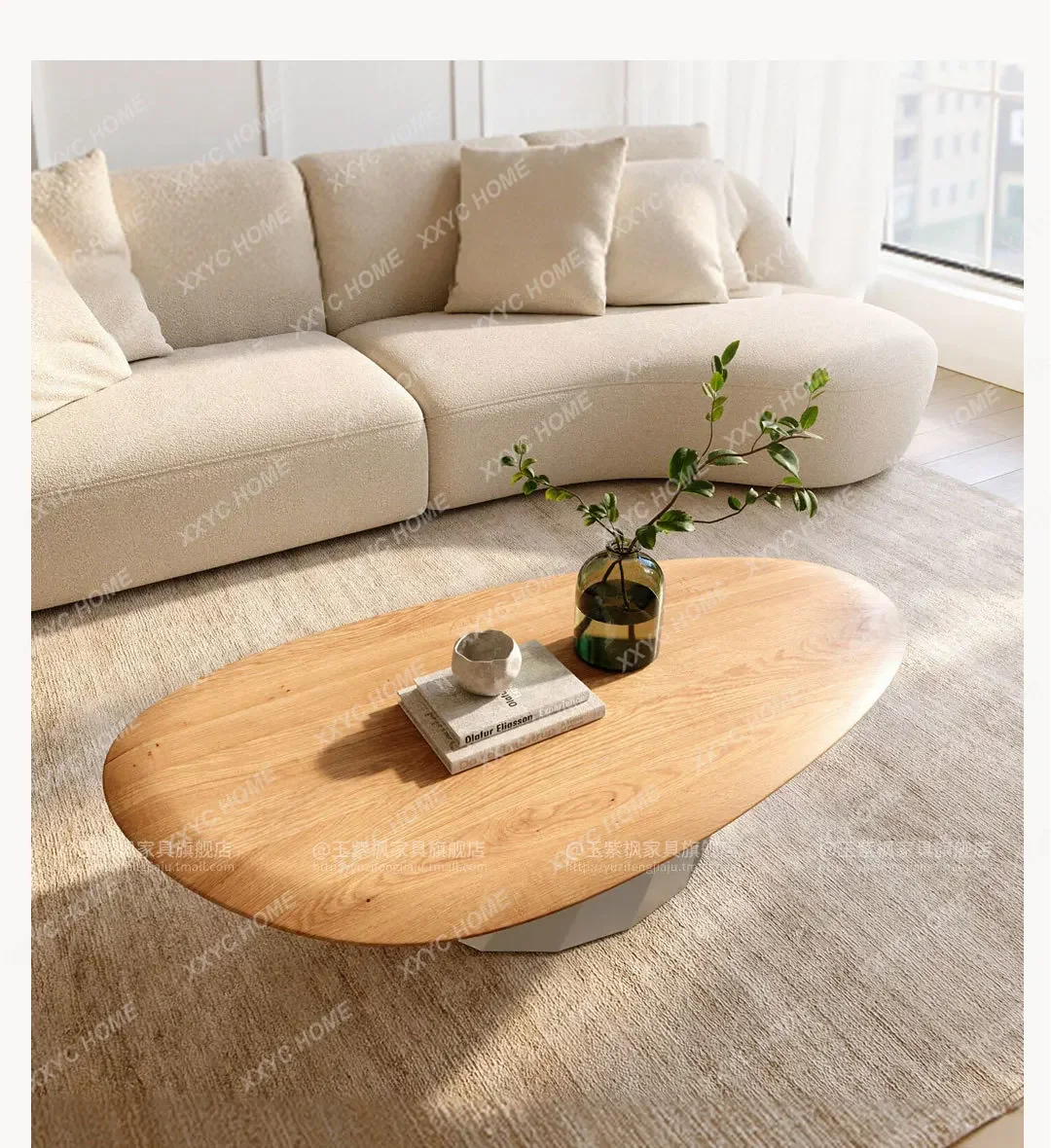 

YYItalian minimalist solid wood coffee table modern minimalist design living room
