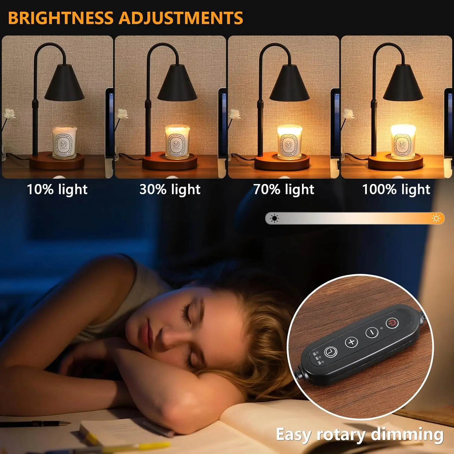 Candle Warmer Lamp with Timer, Dimmable Candle Warmer for Jar Candles, Height Adjustable Wax Melts Warmer, Birthday Gifts