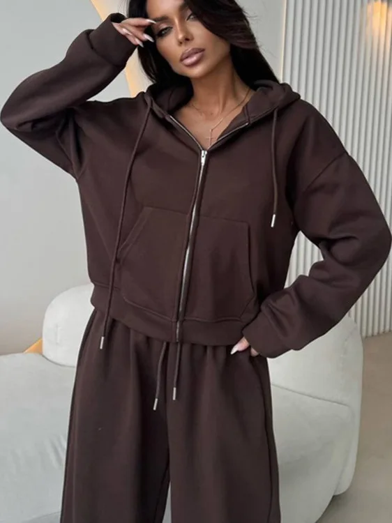 

Женская спортивная одежда, брюки на молнии, брюки, длинные брюки, комплект из двух предметов, повседневная толстовка из хлопка и полиэстера, дизайн на молнии