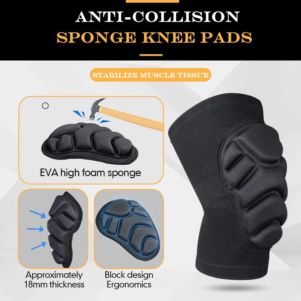 1Pair Unisex Elbow Knee Pads Brace Support for Cycling,Workout,Sports,Anti Slip Collision Avoidance Kneepads with Thick EVA Foam