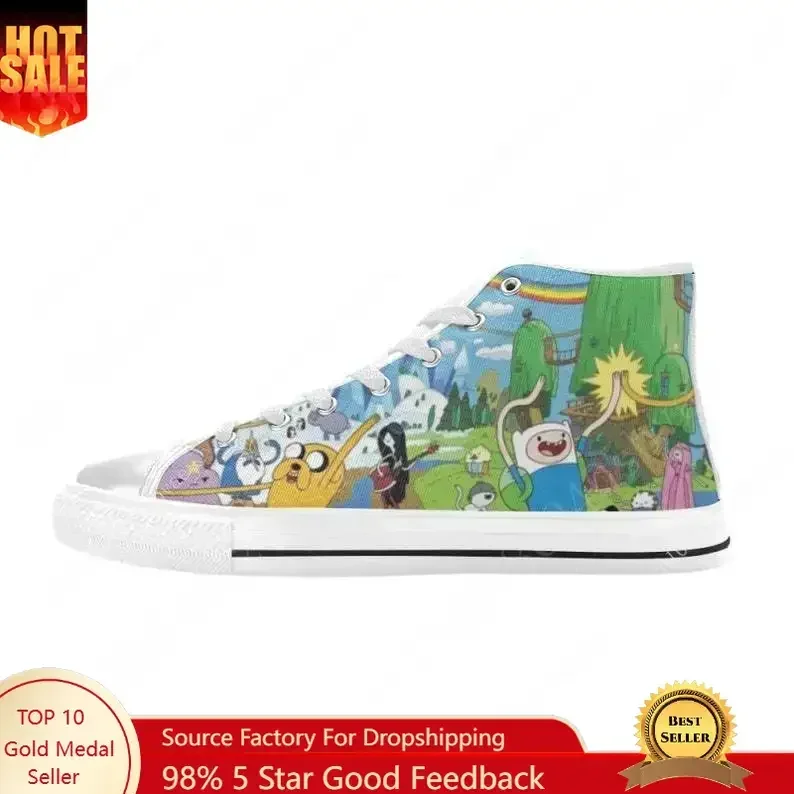 

Adventure Time High Top Shoes Mens Womens Teenager Sneakers Canvas High Quality Outdoor Daily Sneaker Custom Made Couple Shoe