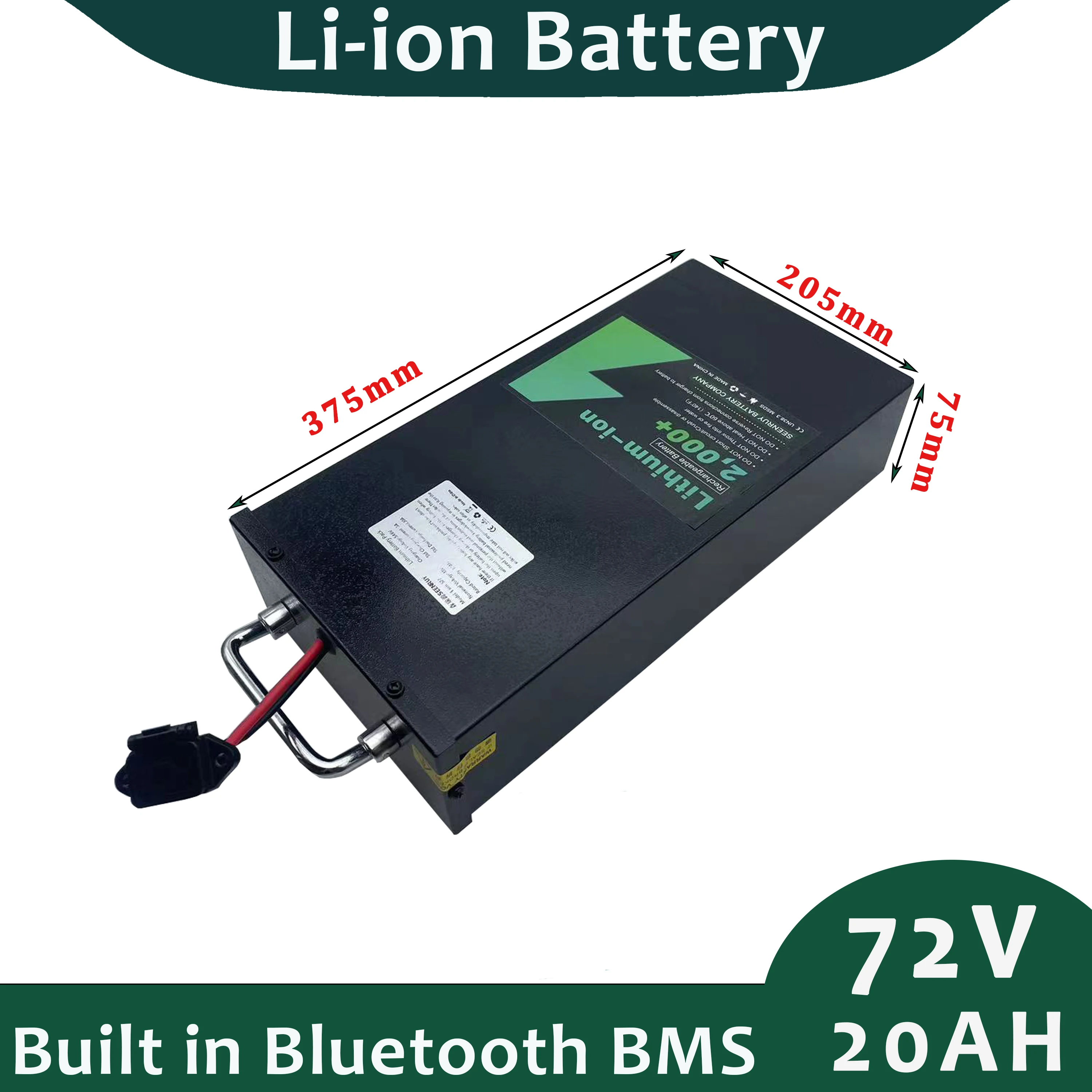 Li-Ion Battery Pack Rechargeable 72v 20Ah Built In Bluetooth BMS With 5A Charger for Electric Scooter