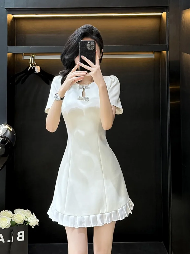 Verano ort Sve Knot Dr Mujer Cintura Cinching Adelgazante Diseño único Sensación de alta gama Little Bla Dr