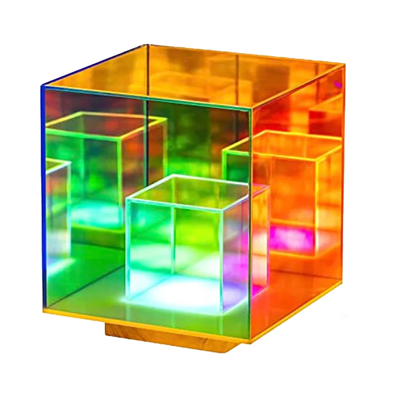 USB LED Acrylic Cube Night Light: Colorful Table Lamp for Modern Bedroom and Living Room Decor